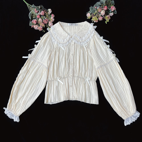 秋日芙蓉Lolita洋裝純棉長袖內搭娃娃領甜美洛麗塔襯衫加絨