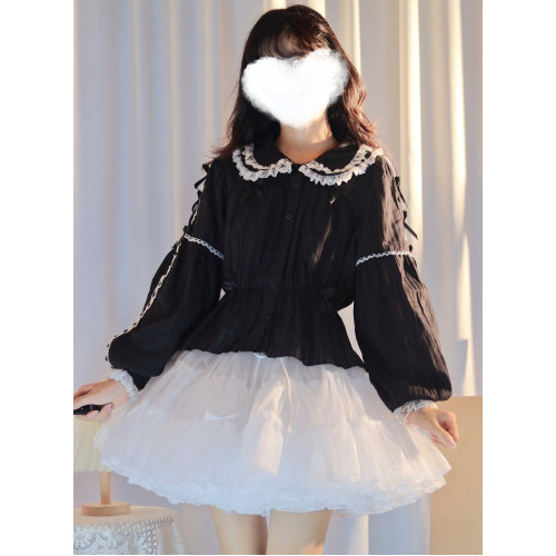 秋日芙蓉Lolita洋裝純棉長袖內搭娃娃領甜美洛麗塔襯衫加絨