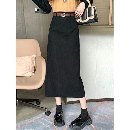 咖色燈芯絨半身裙高腰a字女2025秋冬新款顯瘦包臀一步裙開叉長裙 咖色燈芯絨半身裙高腰a字女2025秋冬新款顯瘦包臀一步裙開叉長裙