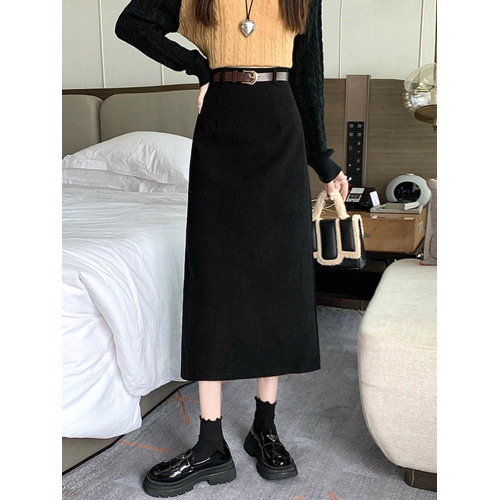 咖色燈芯絨半身裙高腰a字女2025秋冬新款顯瘦包臀一步裙開叉長裙 咖色燈芯絨半身裙高腰a字女2025秋冬新款顯瘦包臀一步裙開叉長裙