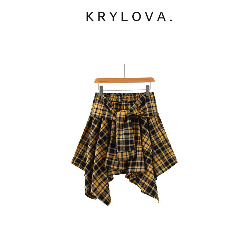 全棉格子半身裙不規則舞蹈松緊裙運動遮跨屁簾系帶街舞打底神器 全棉格子半身裙不規則舞蹈松緊裙運動遮跨屁簾系帶街舞打底神器