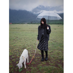 美式復古灰色格紋半身裙女2025春秋新款ins潮百搭休閒格子中長裙