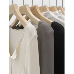 軟糯V領純欲正肩長袖t恤女春秋修身甜辣風chic木耳邊開叉白色上衣