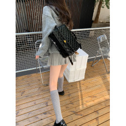 陳大鈺 a字毛呢短裙女秋冬小個子氣質灰色半身裙高腰顯瘦百褶裙子