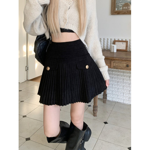 復古咖色燈芯絨百褶裙女秋冬大碼設計感高腰遮胯a字裙防走光短裙 復古咖色燈芯絨百褶裙女秋冬大碼設計感高腰遮胯a字裙防走光短裙