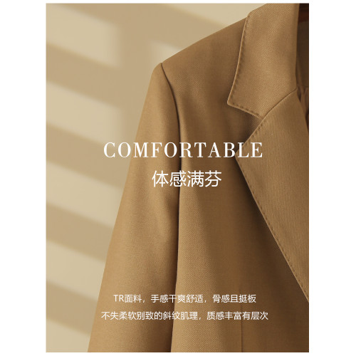 卡其色高級感西裝外套女2025年春秋新款韓版休閒小個子美拉德西服 卡其色高級感西裝外套女2025年春秋新款韓版休閒小個子美拉德西服