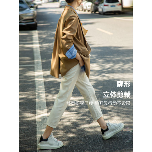 卡其色高級感西裝外套女2025年春秋新款韓版休閒小個子美拉德西服 卡其色高級感西裝外套女2025年春秋新款韓版休閒小個子美拉德西服