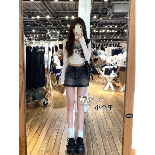 黑灰色牛仔半身裙女2025夏季新款小個子百搭高腰顯瘦包臀短裙褲 黑灰色牛仔半身裙女2025夏季新款小個子百搭高腰顯瘦包臀短裙褲