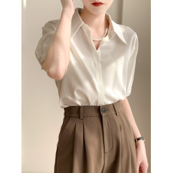 白色襯衫女短袖夏季薄款職業氣質面試套裝中袖正裝免燙襯衣上衣