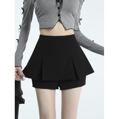 MASS 黑色半身裙女早秋2025新款高腰a字裙短裙百褶裙褲小個子秋季 MASS 黑色半身裙女早秋2025新款高腰a字裙短裙百褶裙褲小個子秋季