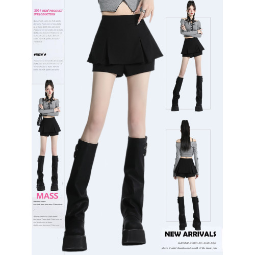 MASS 黑色半身裙女早秋2025新款高腰a字裙短裙百褶裙褲小個子秋季 MASS 黑色半身裙女早秋2025新款高腰a字裙短裙百褶裙褲小個子秋季