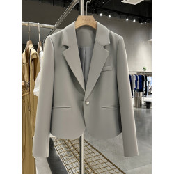 高級灰色通勤時尚西裝外套女2025新款春秋季高級感短款正裝西服潮