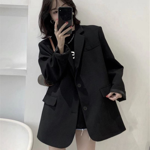 設計感春秋黑色小西裝外套韓版英倫風網紅冬西服女裝氣質通勤上衣 設計感春秋黑色小西裝外套韓版英倫風網紅冬西服女裝氣質通勤上衣