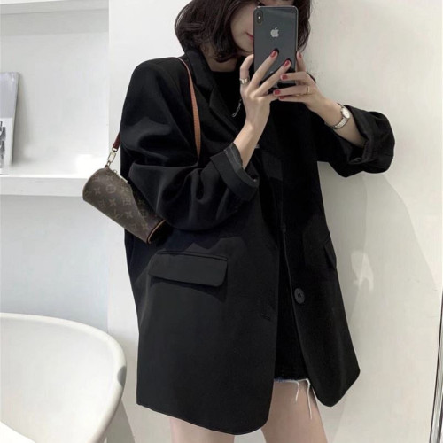 設計感春秋黑色小西裝外套韓版英倫風網紅冬西服女裝氣質通勤上衣 設計感春秋黑色小西裝外套韓版英倫風網紅冬西服女裝氣質通勤上衣