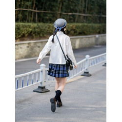 櫻花家族學院JK製服 基礎白色jk襯衫 校服學生方襟方領長袖襯衣女