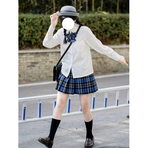 櫻花家族學院JK製服 基礎白色jk襯衫 校服學生方襟方領長袖襯衣女