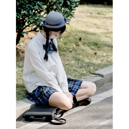 櫻花家族學院JK製服 基礎白色jk襯衫 校服學生方襟方領長袖襯衣女