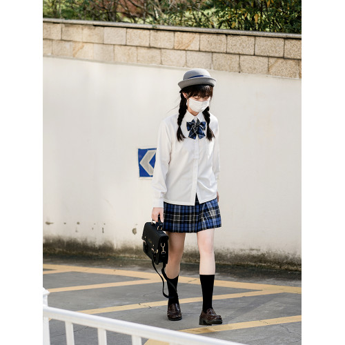 櫻花家族學院JK製服 基礎白色jk襯衫 校服學生方襟方領長袖襯衣女