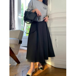 黑色半身裙女2025春秋顯瘦百褶裙赫本風小黑裙設計感a字西裝長裙