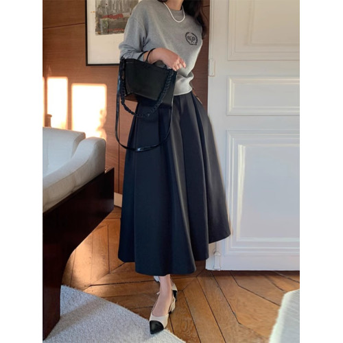 黑色半身裙女2025春秋顯瘦百褶裙赫本風小黑裙設計感a字西裝長裙 黑色半身裙女2025春秋顯瘦百褶裙赫本風小黑裙設計感a字西裝長裙