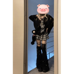 辣妹黑色蝴蝶鏤空罩衫上衣女秋季亞文化設計感寬松慵懶風針織衫潮