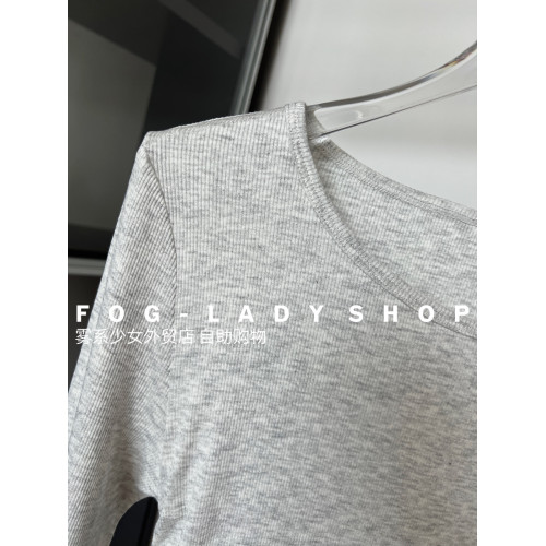 顯胸-韓系修身t恤高級感短款運動上衣長袖瑜珈服跑步輕薄健身服新