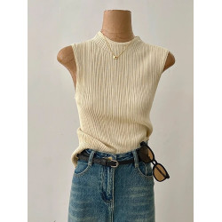 法式高級感冰絲針織背心女夏季薄款修身顯瘦西裝內搭打底無袖上衣