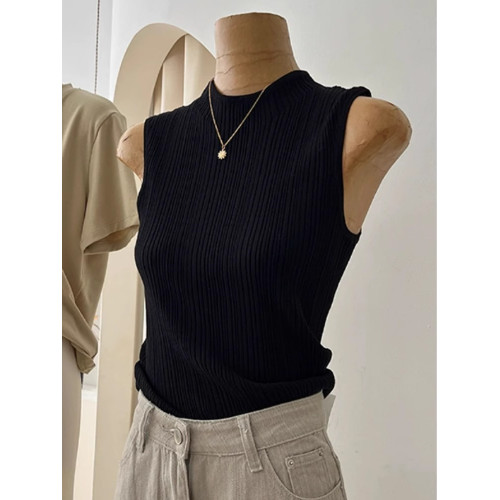 法式高級感冰絲針織背心女夏季薄款修身顯瘦西裝內搭打底無袖上衣