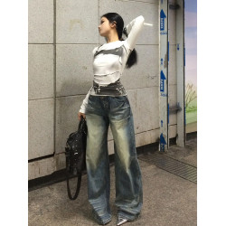 y2k美式復古辣妹長袖t恤女早秋季緊身內搭獨特絕美短款打底衫上衣