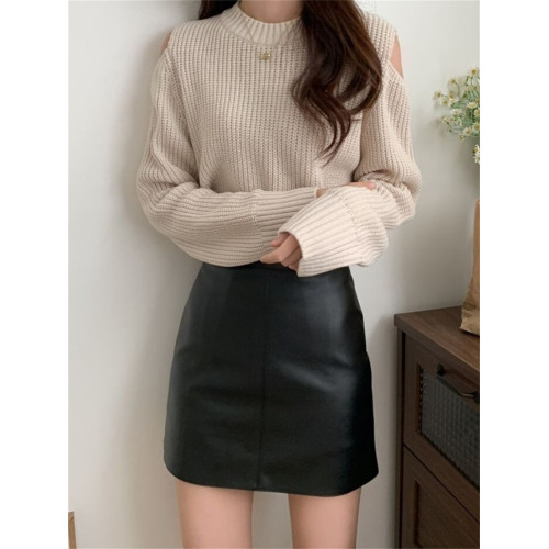 秋季2025辣妹黑色a字小皮裙半身裙女高腰包臀設計感修身pu短裙子 秋季2025辣妹黑色a字小皮裙半身裙女高腰包臀設計感修身pu短裙子