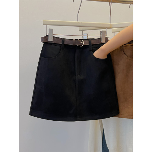 復古棕色麂皮絨半身裙女秋冬胖mm百搭口袋包臀裙高腰顯瘦a字短裙 復古棕色麂皮絨半身裙女秋冬胖mm百搭口袋包臀裙高腰顯瘦a字短裙