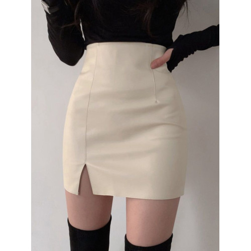 黑色開叉小皮裙半身裙女秋冬新款緊身高腰包臀顯瘦一步裙PU皮短裙 黑色開叉小皮裙半身裙女秋冬新款緊身高腰包臀顯瘦一步裙PU皮短裙