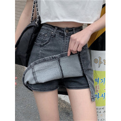 大碼胖mm開叉包臀牛仔半身裙女秋季新款彈力a字褲裙顯瘦遮胯裙子