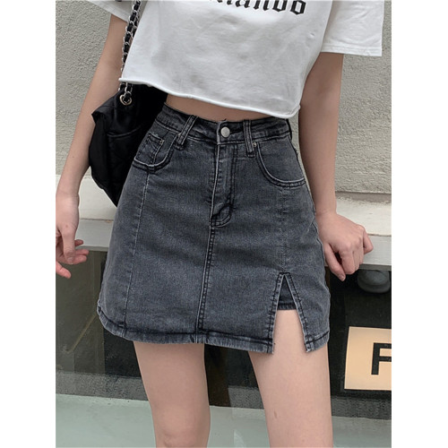 大碼胖mm開叉包臀牛仔半身裙女秋季新款彈力a字褲裙顯瘦遮胯裙子 大碼胖mm開叉包臀牛仔半身裙女秋季新款彈力a字褲裙顯瘦遮胯裙子