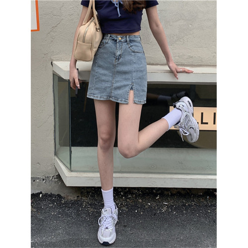 大碼胖mm開叉包臀牛仔半身裙女秋季新款彈力a字褲裙顯瘦遮胯裙子 大碼胖mm開叉包臀牛仔半身裙女秋季新款彈力a字褲裙顯瘦遮胯裙子