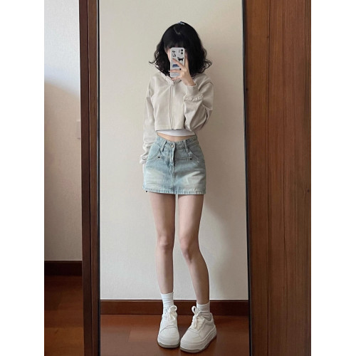 港風復古牛仔半身裙褲女大碼胖mm微胖a字短裙高腰顯瘦包臀裙子夏 港風復古牛仔半身裙褲女大碼胖mm微胖a字短裙高腰顯瘦包臀裙子夏