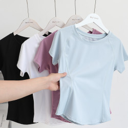 必入款！後X型網紗拼接性感圓領百搭短袖24夏日透氣插肩短款上衣