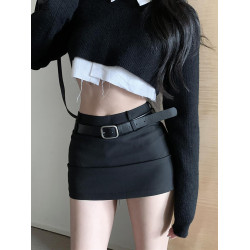 黑色包裙女秋2025新款彈力緊身一步半身裙高腰性感辣妹包臀裙短款