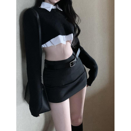 黑色包裙女秋2025新款彈力緊身一步半身裙高腰性感辣妹包臀裙短款 黑色包裙女秋2025新款彈力緊身一步半身裙高腰性感辣妹包臀裙短款