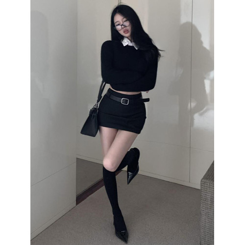 黑色包裙女秋2025新款彈力緊身一步半身裙高腰性感辣妹包臀裙短款 黑色包裙女秋2025新款彈力緊身一步半身裙高腰性感辣妹包臀裙短款