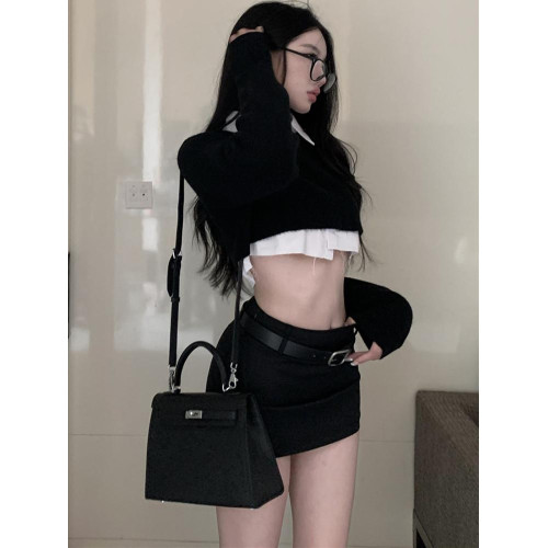 黑色包裙女秋2025新款彈力緊身一步半身裙高腰性感辣妹包臀裙短款 黑色包裙女秋2025新款彈力緊身一步半身裙高腰性感辣妹包臀裙短款