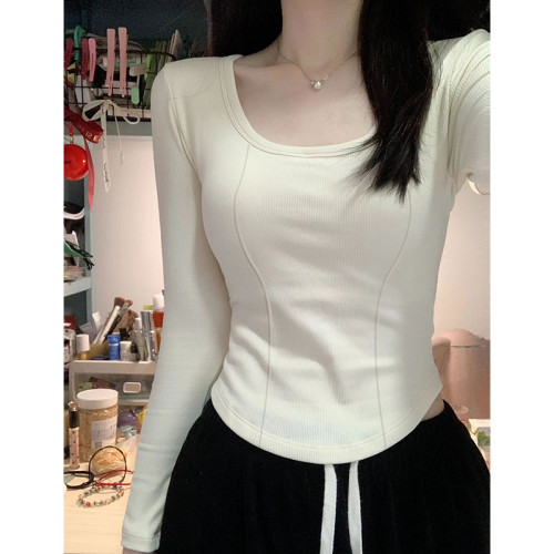 方領德絨打底衫女秋冬內搭加絨加厚短款T恤辣妹修身顯瘦保暖上衣 方領德絨打底衫女秋冬內搭加絨加厚短款T恤辣妹修身顯瘦保暖上衣