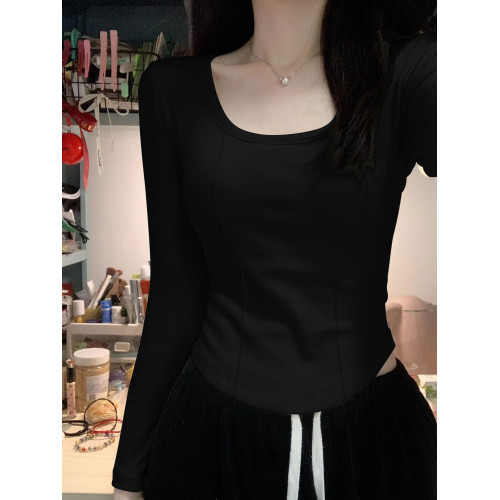 方領德絨打底衫女秋冬內搭加絨加厚短款T恤辣妹修身顯瘦保暖上衣 方領德絨打底衫女秋冬內搭加絨加厚短款T恤辣妹修身顯瘦保暖上衣