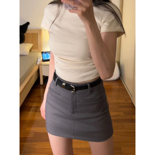 辣妹灰色大碼包臀短裙2025新款秋季胖MM高腰顯瘦a字西裝半身裙女 辣妹灰色大碼包臀短裙2025新款秋季胖MM高腰顯瘦a字西裝半身裙女