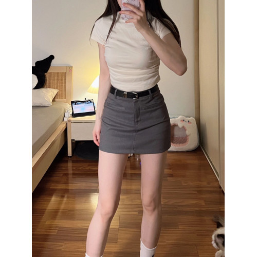 辣妹灰色大碼包臀短裙2025新款秋季胖MM高腰顯瘦a字西裝半身裙女 辣妹灰色大碼包臀短裙2025新款秋季胖MM高腰顯瘦a字西裝半身裙女