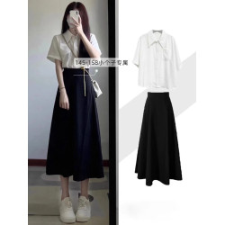 黑色西裝半身裙145xxs矮小個子高腰顯瘦大擺裙a字繖裙百搭中長款