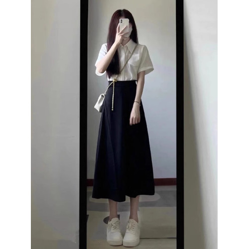 黑色西裝半身裙145xxs矮小個子高腰顯瘦大擺裙a字繖裙百搭中長款 黑色西裝半身裙145xxs矮小個子高腰顯瘦大擺裙a字繖裙百搭中長款