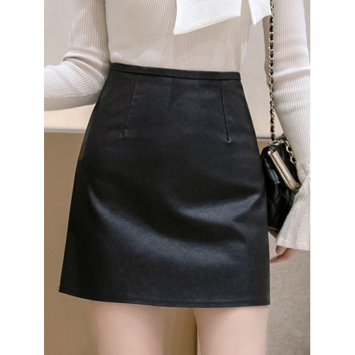 2025年新款時尚啞光磨砂小皮裙女春秋包臀A字裙顯瘦PU短裙半身裙 2025年新款時尚啞光磨砂小皮裙女春秋包臀A字裙顯瘦PU短裙半身裙