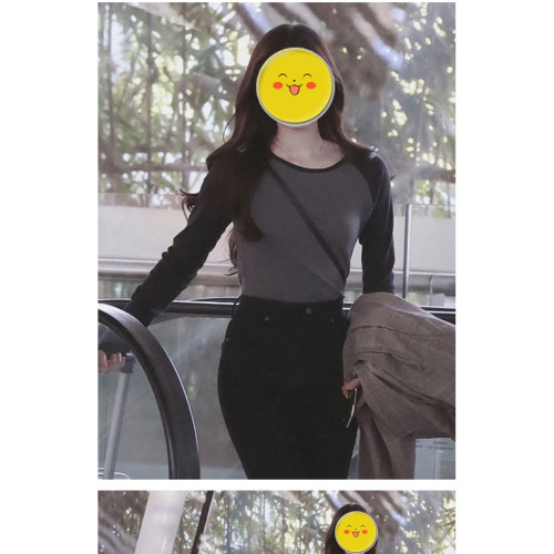 趙露思明星同款美式修身顯瘦長袖T恤女上衣打底衫2025春秋新款潮