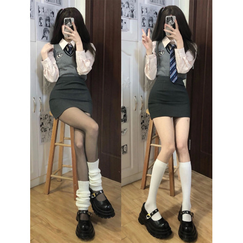 奶系穿搭秋季女裝jk製服學院風襯衫毛衣馬甲兩件套裝韓劇連衣裙子 奶系穿搭秋季女裝jk製服學院風襯衫毛衣馬甲兩件套裝韓劇連衣裙子